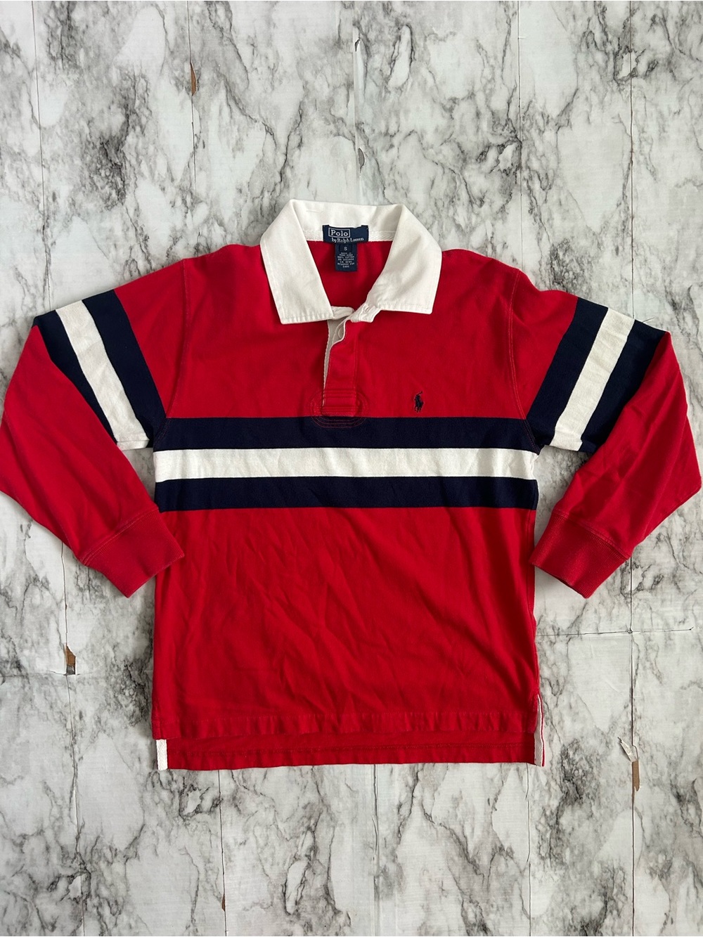 Polo Ralph Lauren vintage made in Hong Kong 90s Boys youth small Rugby Shirt